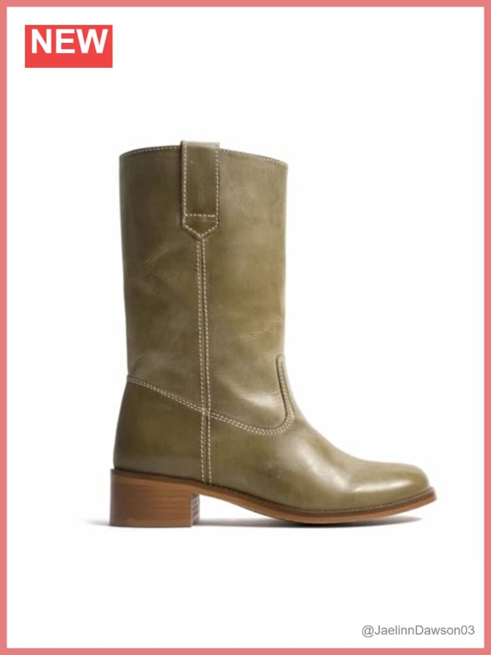 Faux Leather Mid Calf Riding Boots with Chunky Block Heel
